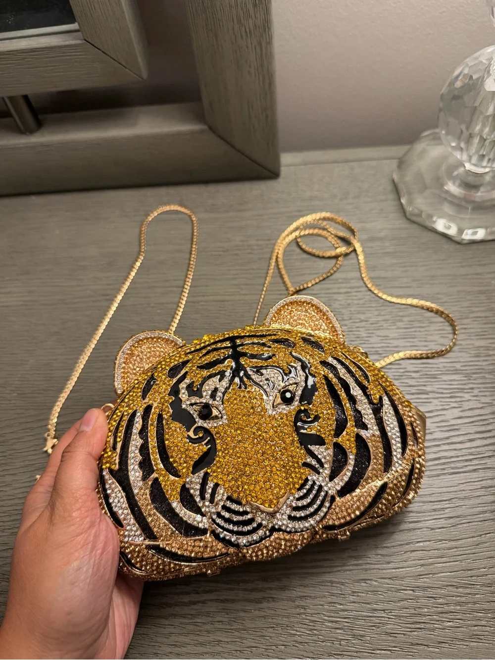 Christal Couture Tiger Full Bling Crystal Rhinestone Evening Clutch Purse Bag